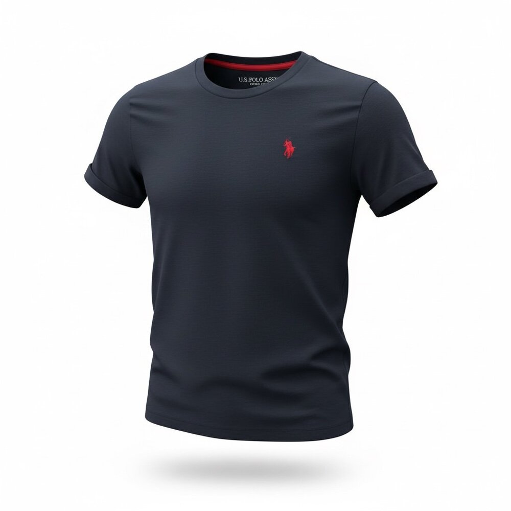 U.S. Polo Assn Navy T Shirt Red Logo Cotton Casual Boys Medium Classic Size 8